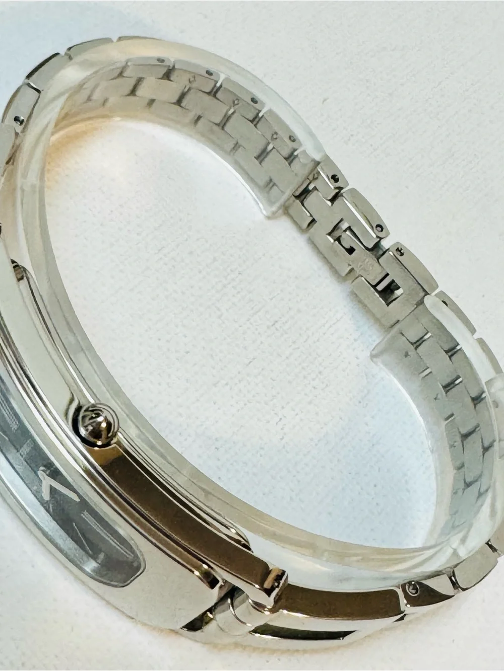 Cerruti 1881 C Wave Black Dial Women's Silver Curved Tank Bracelet Watch 61202